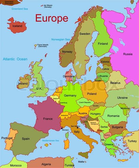 Map Of European Continent Stock Vector Colourbox