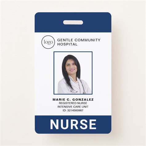 Nurse Medical Navy Blue Hospital Logo Photo Id Badge Zazzle