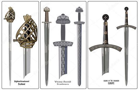 arma de la antigua europa conjunto de espadas espada vikinga espada caballeros cruzados