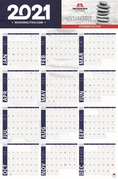 2021 Wall Calendar Modern Litho