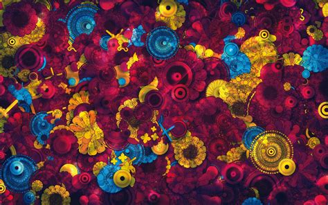 Wallpaper Warna Warni Lukisan Seni Digital Bunga Bunga Abstrak