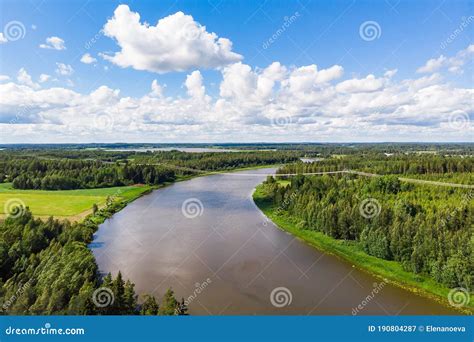 Aerial Summer View Of Rapid Ahvionkoski At River Kymijoki Finland
