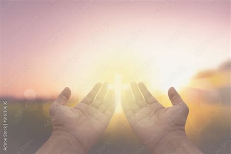 Free Hand And Jesus At Sunrise Nature Background Nohat Cc
