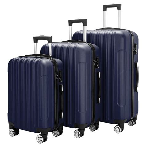 Zimtown 3 Piece Nested Spinner Suitcase Luggage Set With Tsa Lock Navy