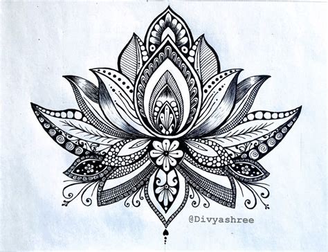 Lotus Flower Outline Tattoo Mandala