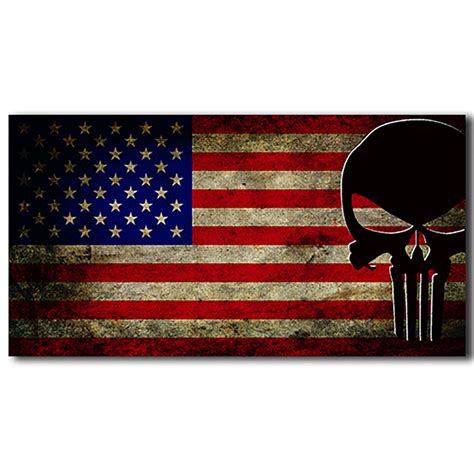American Usa Flag Distressed Punisher Skull Sticker Decal Murica
