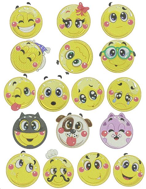 Mix And Match Emojis Machine Embroidery Designs By Sew Swell