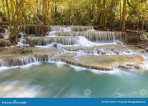 Deep Natural Forest And Multiple Layers Waterfalls Stock Photo Image