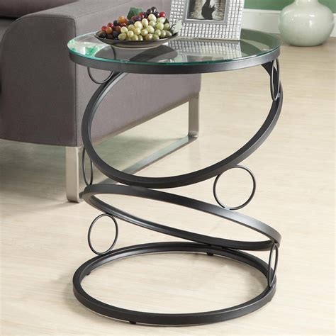 4.5 out of 5 stars. Monarch Round Metal Accent Table with Tempered Glass Top ...