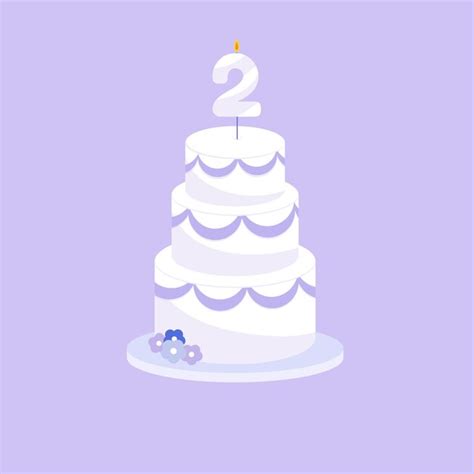 Premium Vector Festive Cake With Candle Age Two In Flat Style Vector