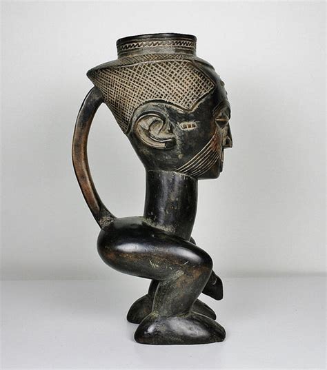 African Male Sculpture Kuba Royal Fertility Cup Congo 115 H X 5 W Cultures International