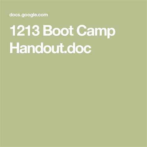 1213 Boot Camp Handoutdoc Bootcamp Ap Literature Camping