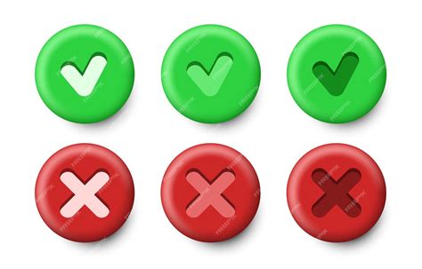 Premium Vector Set Of Red And Green Icons Cancel And Check Mark 3d Icon