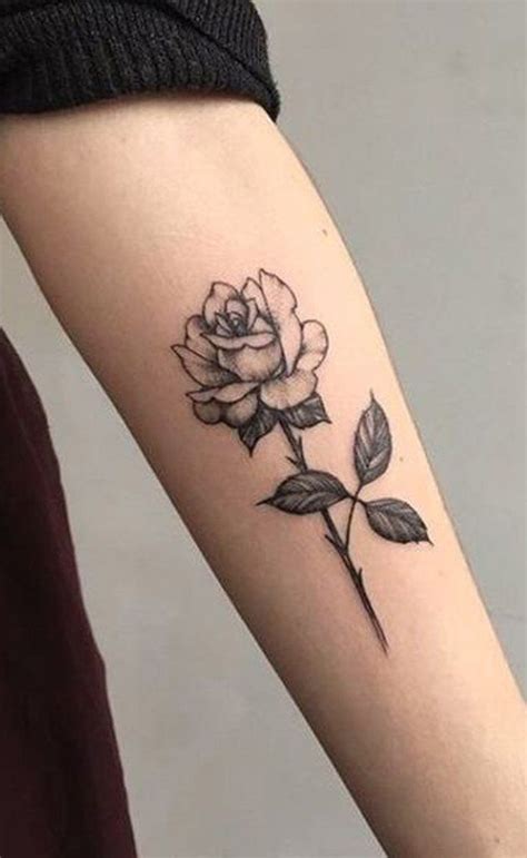 Popular Black Single Rose Forearm Tattoo Ideas For Women