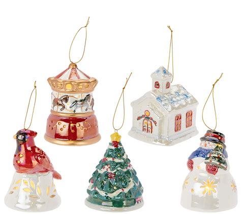 Qvc christmas gifts for mom. Mr. Christmas S/5 Porcelain Illuminated Ornaments with ...