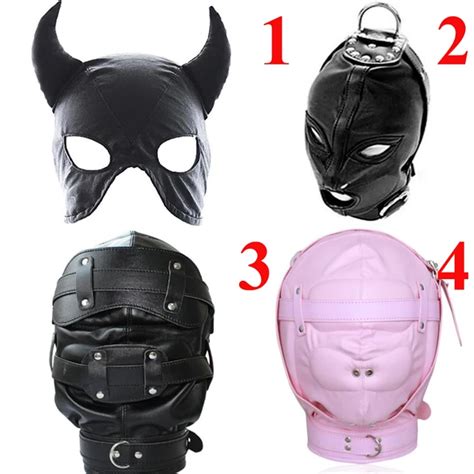 Leather Sex Maskhead Bondage Maskfetish Bdsm Restraint Hood Cosplay