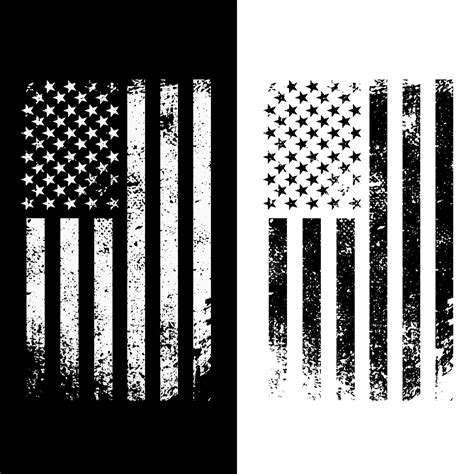 American Flag Disstressed Vector Black And White Vector Art At