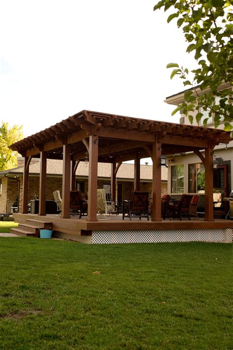 They look pretty, easy to carry, cool. Timber frame pergola with lattice full wrap around roof ...