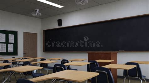 Empty Classroom Without Student 3d Rendering Stock Illustration