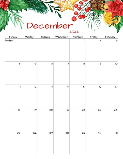 December Calendar December 2022 Printable Calendar Etsy Norway