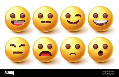 Emoji Character Vector Set Emoticon Collection With Graphic Facial