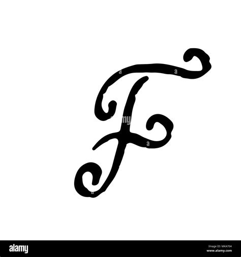 Letter F Handwritten By Dry Brush Rough Strokes Textured Font Vector