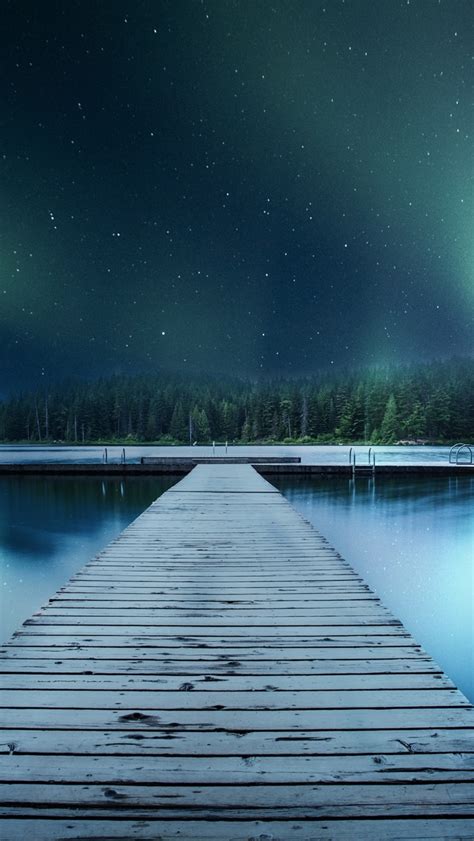640x1136 Landscape Jetty Lake Night Sky 8k Iphone 55c5sse Ipod