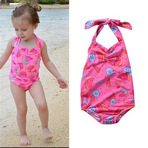 Baby Girls Swimwear Summer Pink Watermelon Pattern Kids Swimming Wear