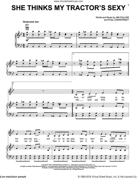 she thinks my tractor s sexy sheet music for voice piano or guitar