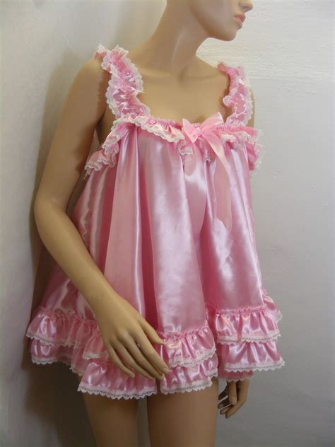 Sissy Satin Baby Doll Nightie Negligee Dress Top Cosplay Fancy Etsy