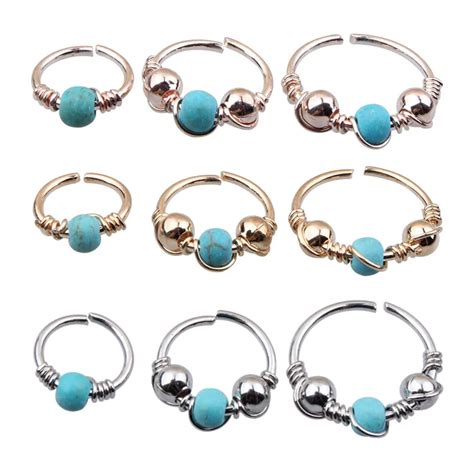 Blue Stone Hoops Helix Piercing Ear Cartilage Surgical Steel Septum Clickers Nose Ring Nipple