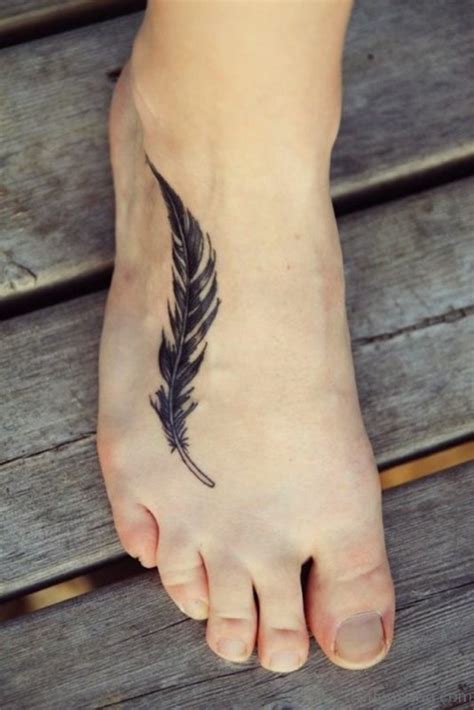 60 Beautiful Feather Tattoos On Foot Tattoo Designs