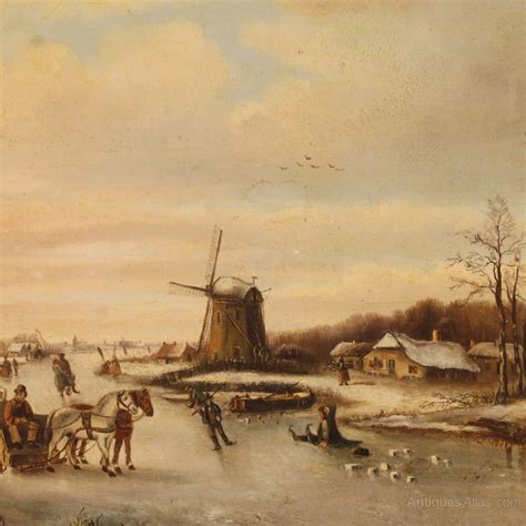 Antiques Atlas 19th Century Flemish Winter Landscape Painting