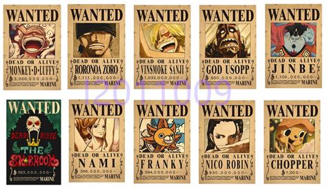The Latest Version Of Anime One Piece Straw Hat Pirates Wanted Posters