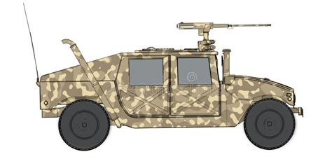 Camouflaged 3d Render Side View Of Humvee Military Vehicle Stock