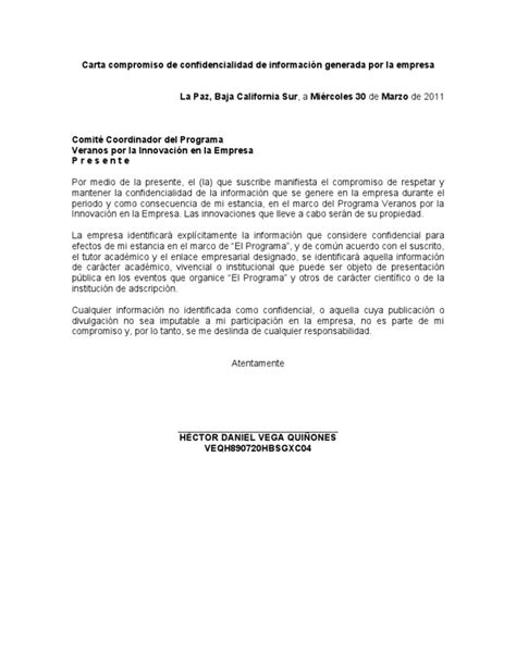Carta Compromiso Confidencialidad 2011