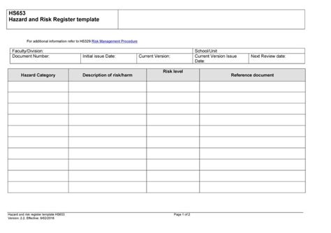 53 Useful Risk Register Templates Word And Excel Templatelab