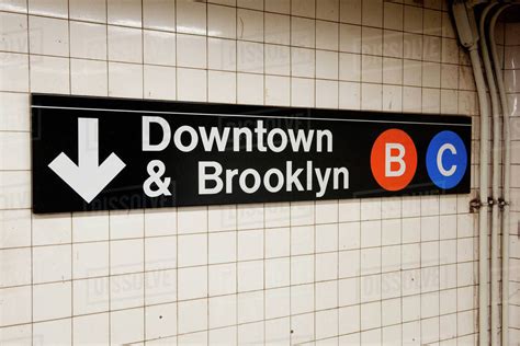 Sign In Subway Station Manhattan New York City New York Usa Stock
