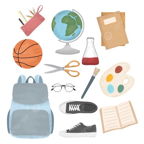 Back To School Element Set Bag Shoe Book Png Transparent Clipart