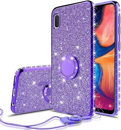 Samsung Galaxy A01 Casering Kickstand Glitter Cute Bling Cover For