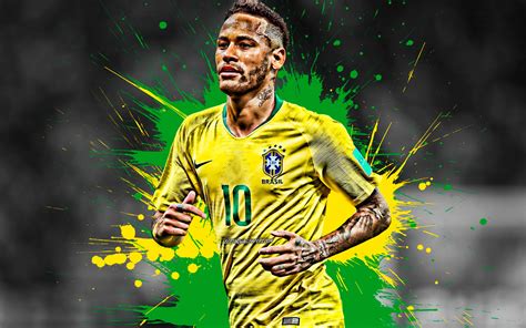 Download Wallpapers Neymar 4k Brazilian Flag Brazil National Team