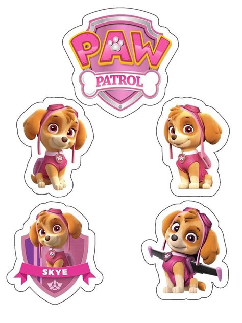 Toppers paw patrol skye Decoração infantil patrulha canina Enfeites
