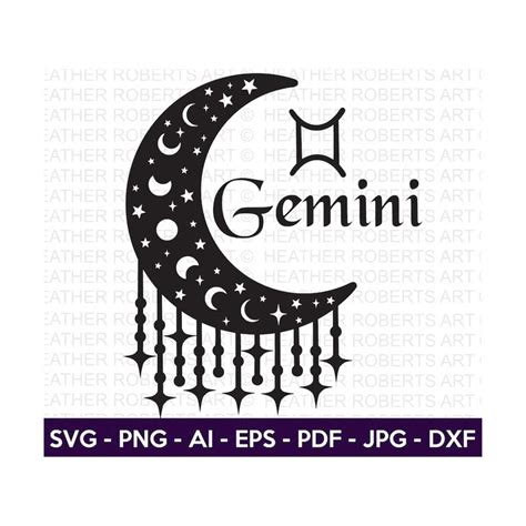 Gemini Svg Gemini Zodiac Moon Svg Zodiac Signs Svg Astrol Inspire