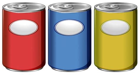 Three Cans With Different Color Labels Free Vector