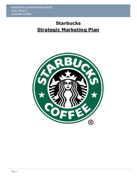 Pdf Starbucks Strategic Marketing Plan Giovanni Morra