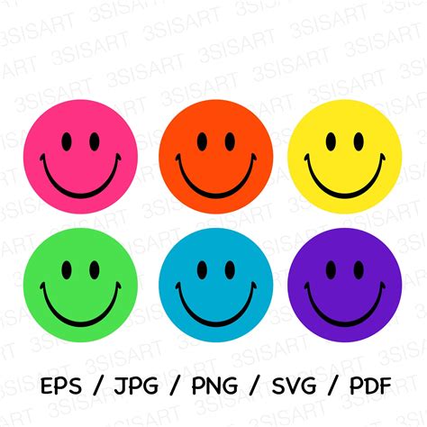 Rainbow Smiley Face Digital Sticker 1 Zipped File Including Etsy