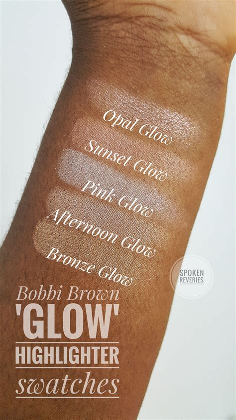 Bobbi Brown 'Glow' Highlighter Edit | Highlighter swatches, Highlighter, Bobbi brown