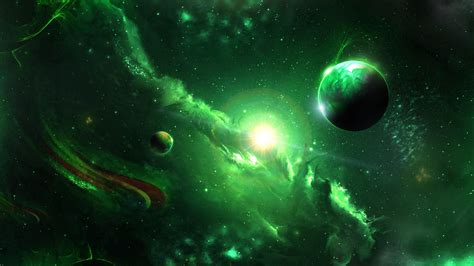 Không Gian Hình Nền Galaxy Planets Green Universe Hd Màn Hình Rộng
