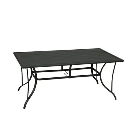 Living Accents Roscoe Rectangular Black Steel Slat Top Dining Table