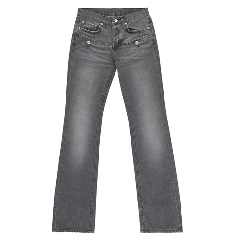 helmut lang 2004 faded black denim low waist boot cut 7 pocket jeans endyma